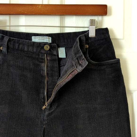 Valerie Stevens 90's Vintage Corduroy High Waisted Tapered Leg Pants Black 10P - Picture 7 of 13